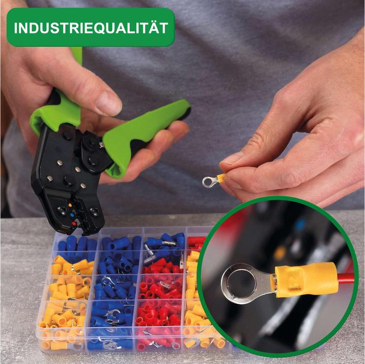 Actual product image Quadrios Multi-function crimping pliers for insulated cable lugs with crimp connector set