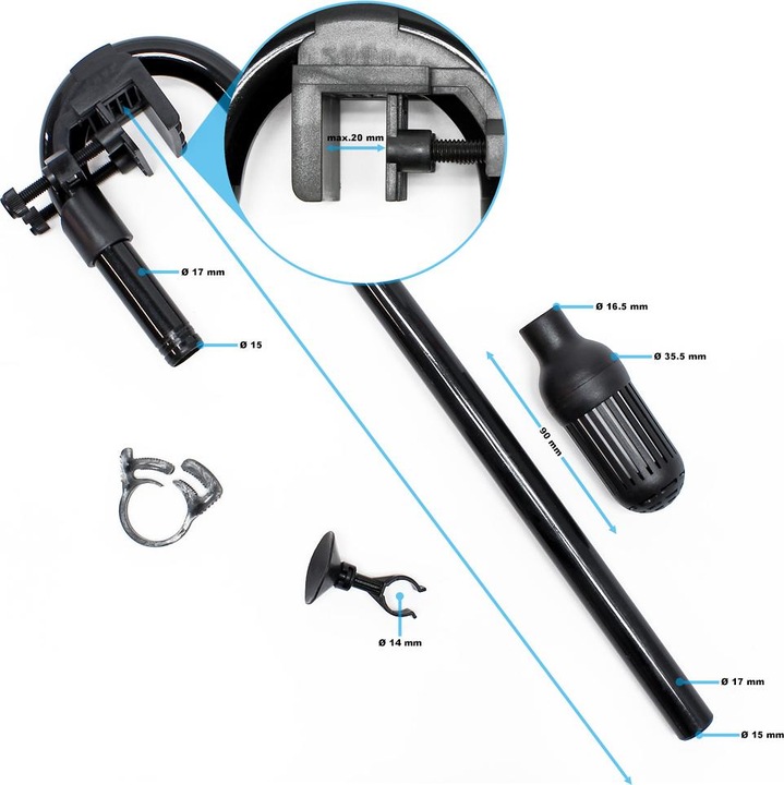 Produktbild SunSun Ersatzteil HW-303 Ansaugung Set Bogenrohr Skimmer Saughalter Aquarium