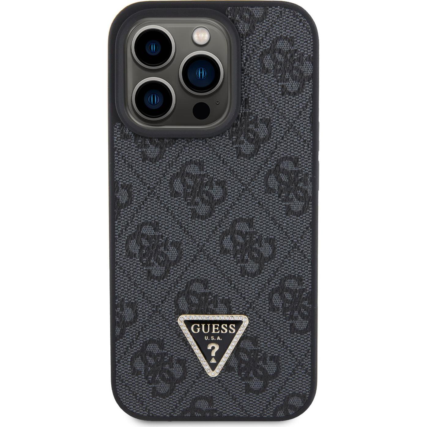 Thumbnail - Guess PU Leather Metal Logo Strass Crossbody Case für Apple iPhone 15 Pro Max - black (Apple iPhone 15 Pro Max), Smartph...