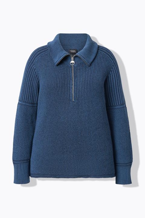 Produktbild Ulla Popken Pullover, Vintage-Look, Troyerkragen, Langarm (60)