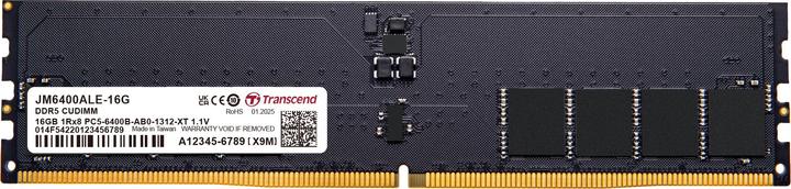 Image du produit Transcend DDR5 16GB PC 6400 CL52 JM6400ALE-16G, CUDIMM (1 x 16GB, 6400 MHz, RAM DDR5, CU-DIMM)