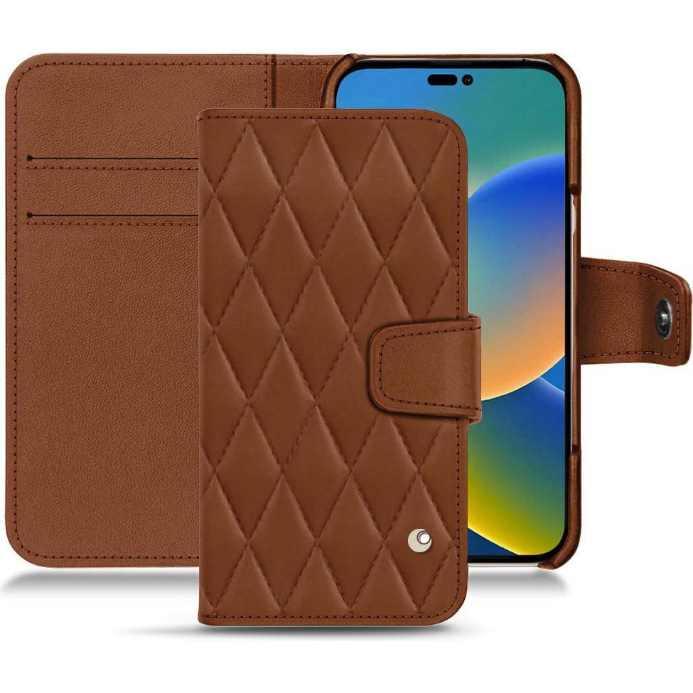 Noreve Lederschutzhülle Wallet (Apple iPhone 14), Smartphone Hülle, Braun