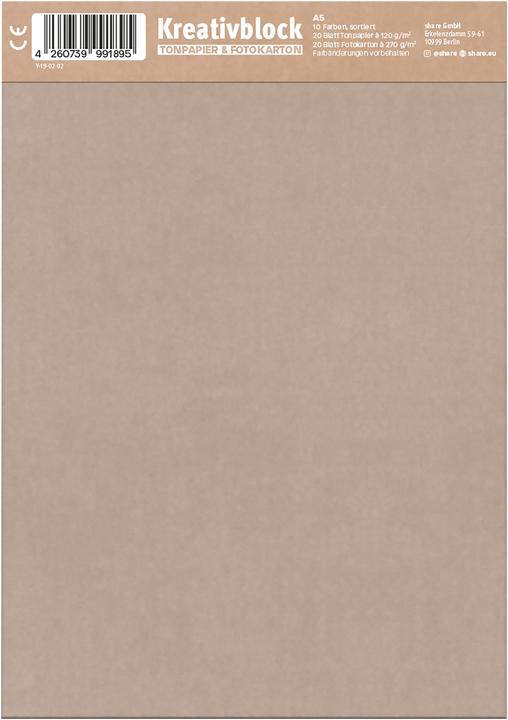 Image du produit Share Bloc de bricolage créatif A5, 40 feuilles (120 g/m², 40x)