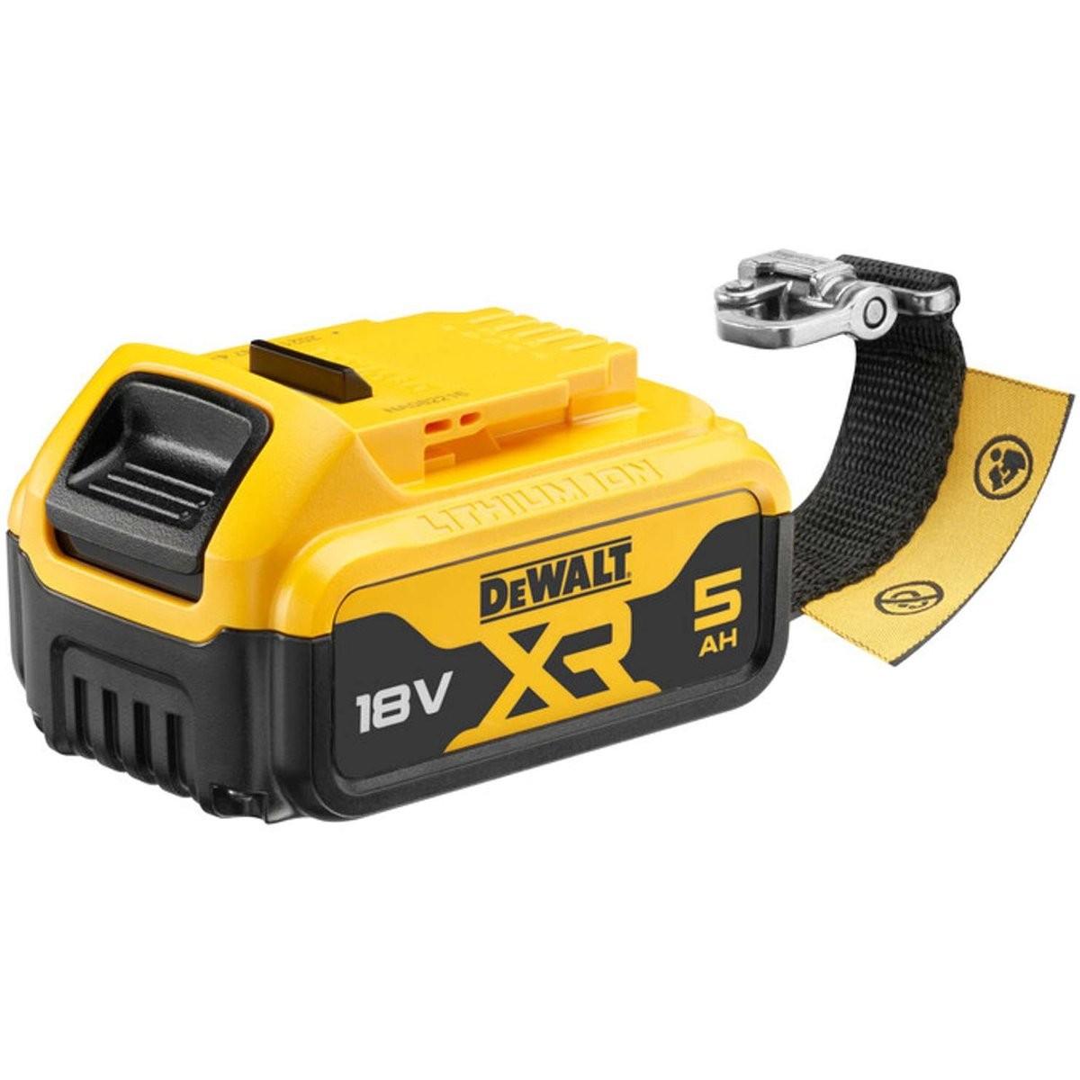 DeWalt, Batteria + Caricatore, Batteria agli ioni di litio XR da 18V 5Ah predisposta per cordino (18 V)