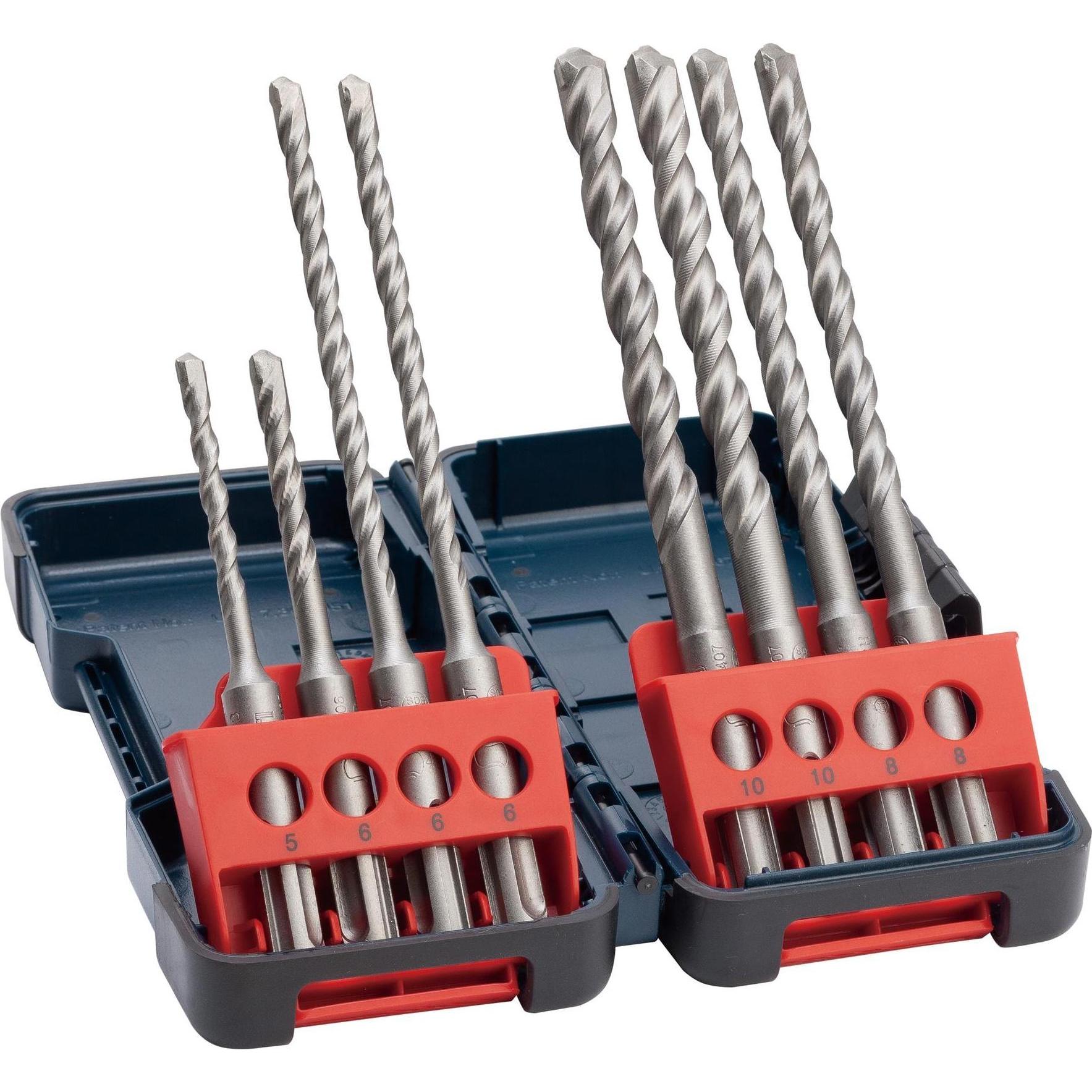 Bosch Professional Zubehör, Bohrereinsatz, 8-teiliges Hammerbohrerset SDS plus-3, Tough Box, 5–10 mm (10 mm)