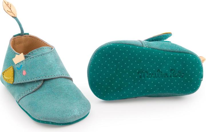 Image du produit Moulin Roty Chaussons en cuir oie bleue 0/6 mois, Le Voyage d'Olga (16, 17)
