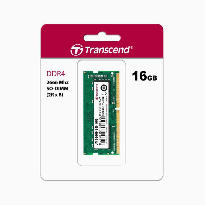 Actual product image Transcend 16GB JM DDR4 2666MHZ (1 x 16GB, 2666 MHz, DDR4-RAM, SO-DIMM)