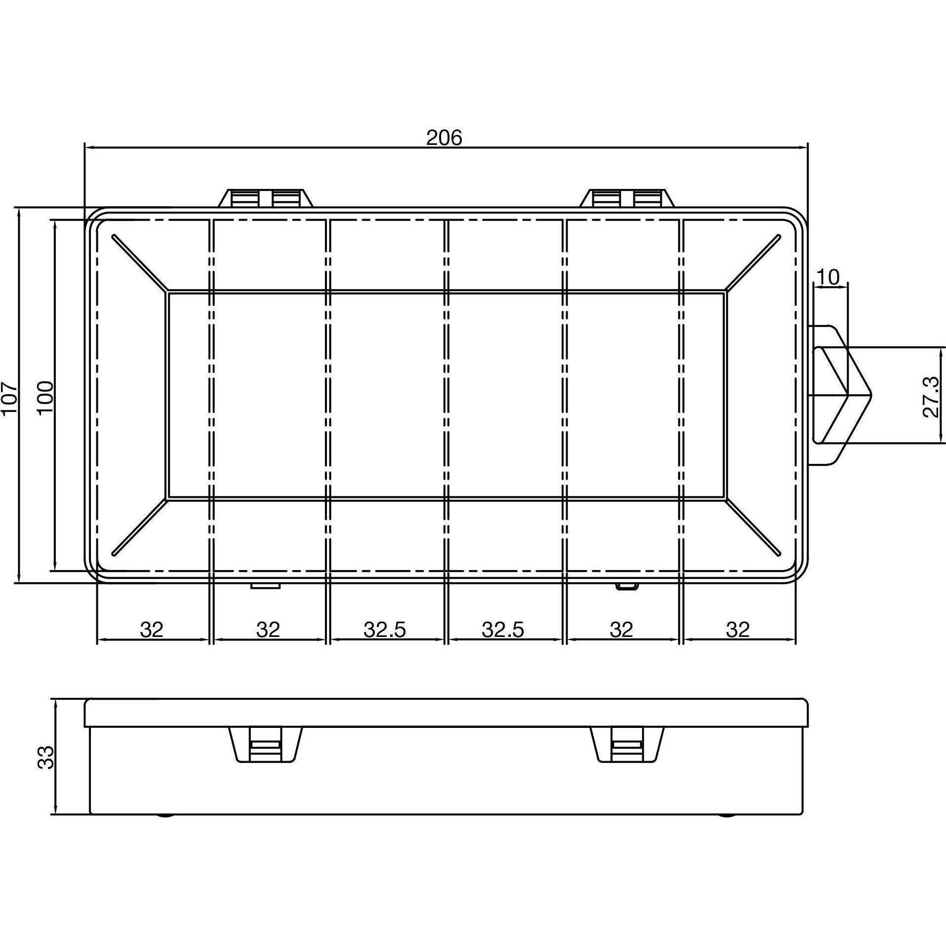 Thumbnail - InLine, Sortimentskasten, Kleinteilebox, 6 Fächer, Abmessungen: 206x107x33mm, weiss