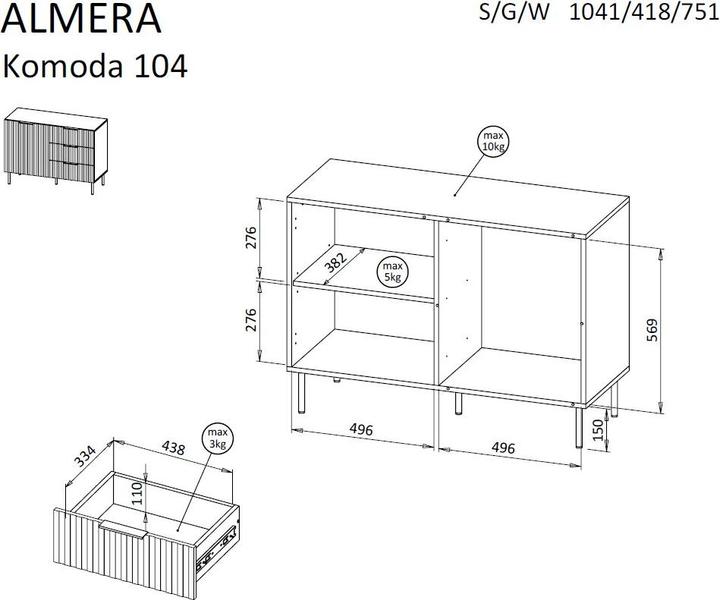 Image du produit Halmar Almera (104 x 42 x 75 cm)