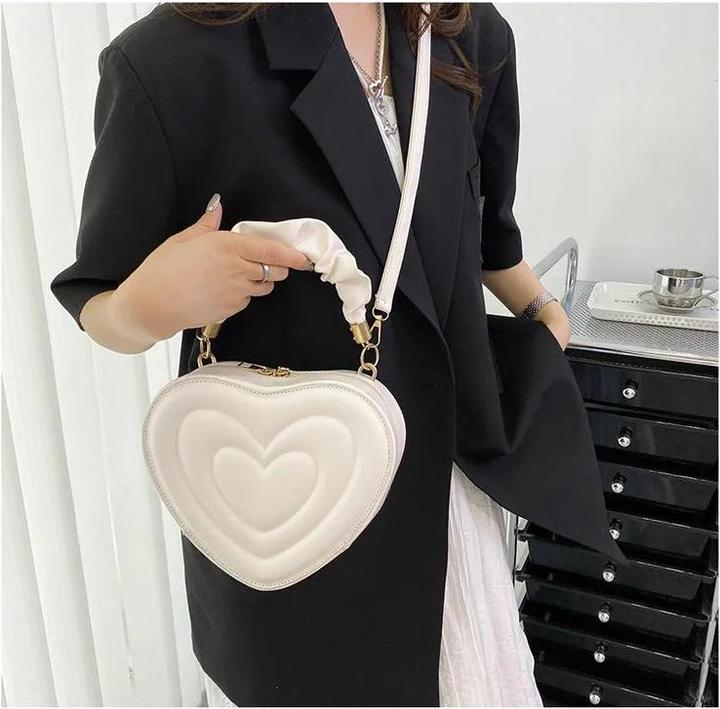 Actual product image Only-Bags.Store Love Heart Shape Shoulder Bag Small Handbags Designer Crossbody Bags Solid Pu Leather Top Handle