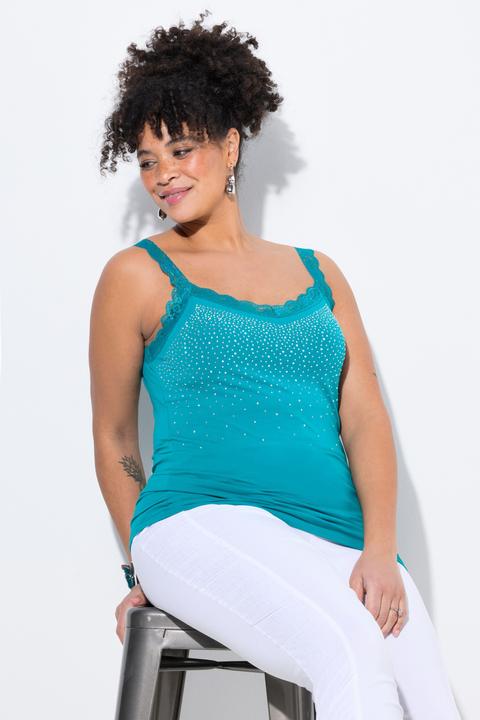 Produktbild Miamoda Top, ärmelloser Slim Fit, Glitzersteinchen, Spitze (48)