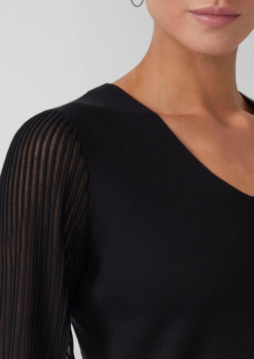 Produktbild s.Oliver Strickpullover Feinstrickpullover mit V-Ausschnitt und semitransparenten Ärmeln (38)