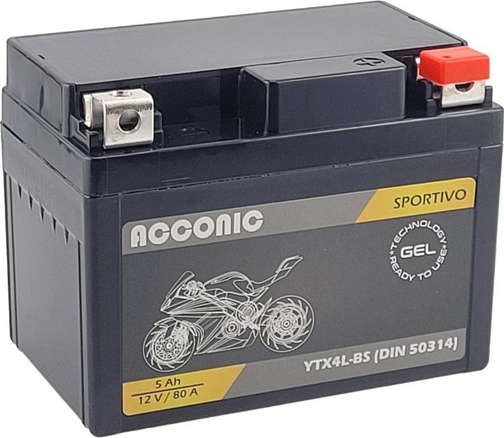 Produktbild Acconic Sportivo GEL YTX4L-BS Motorradbatterie 5Ah 12V (DIN 50314) (12 V, 5 Ah)