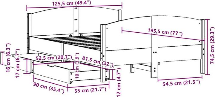 Image du produit vidaXL Bettgestell (120 x 190 cm)