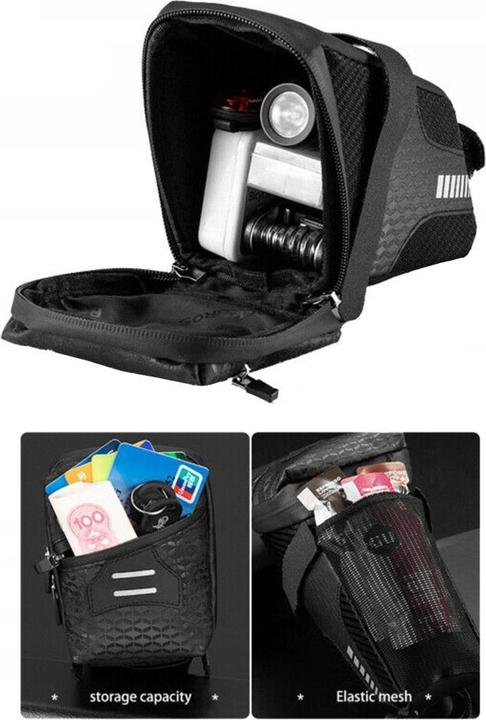 Productafbeelding Rockbros C29-BK waterdichte fietstas voor onder het zadel - zwart (1.50 l, Zadeltas)