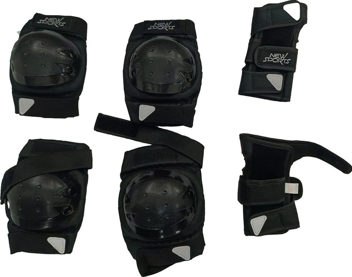 Actual product image New Sports Protector set black, size XS up to 25 kg (XS, Wrist protectors, Knee pad, Elbow protectors, 6 pieces)