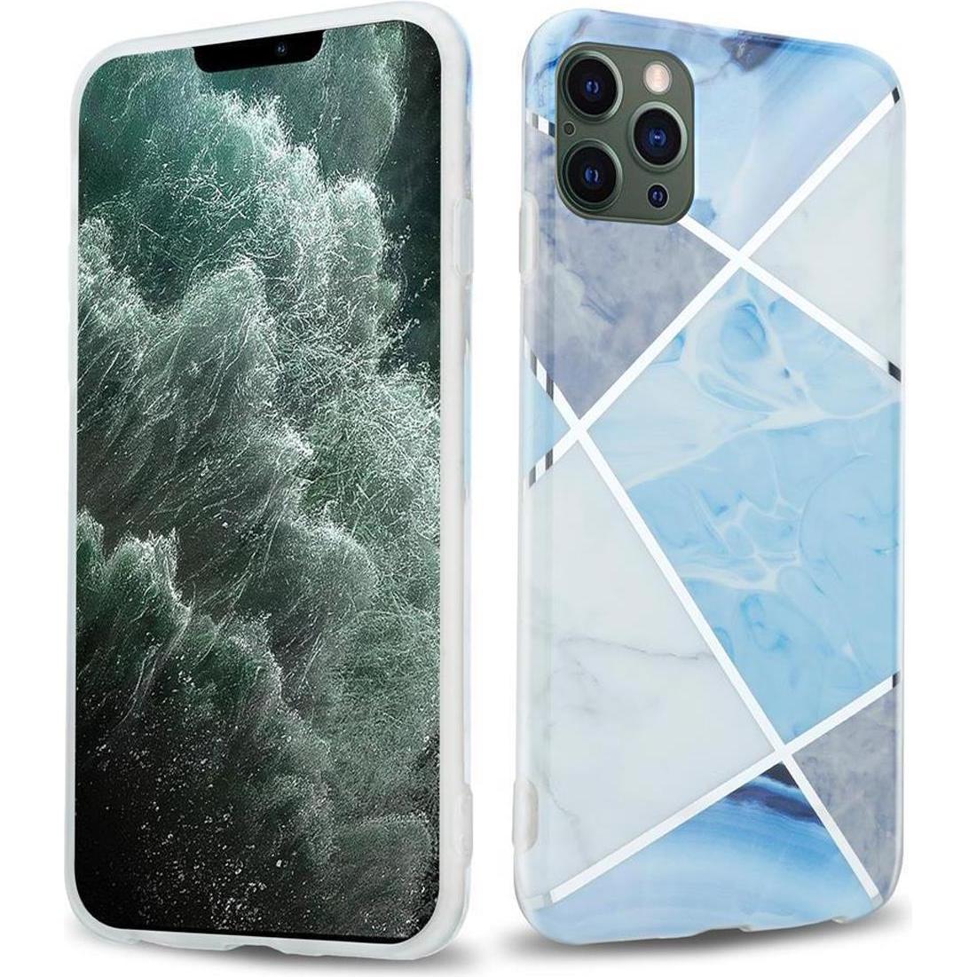 Cadorabo IMD TPU Bunter Marmor Cover (Apple iPhone 12 Pro Max), Smartphone Hülle, Blau