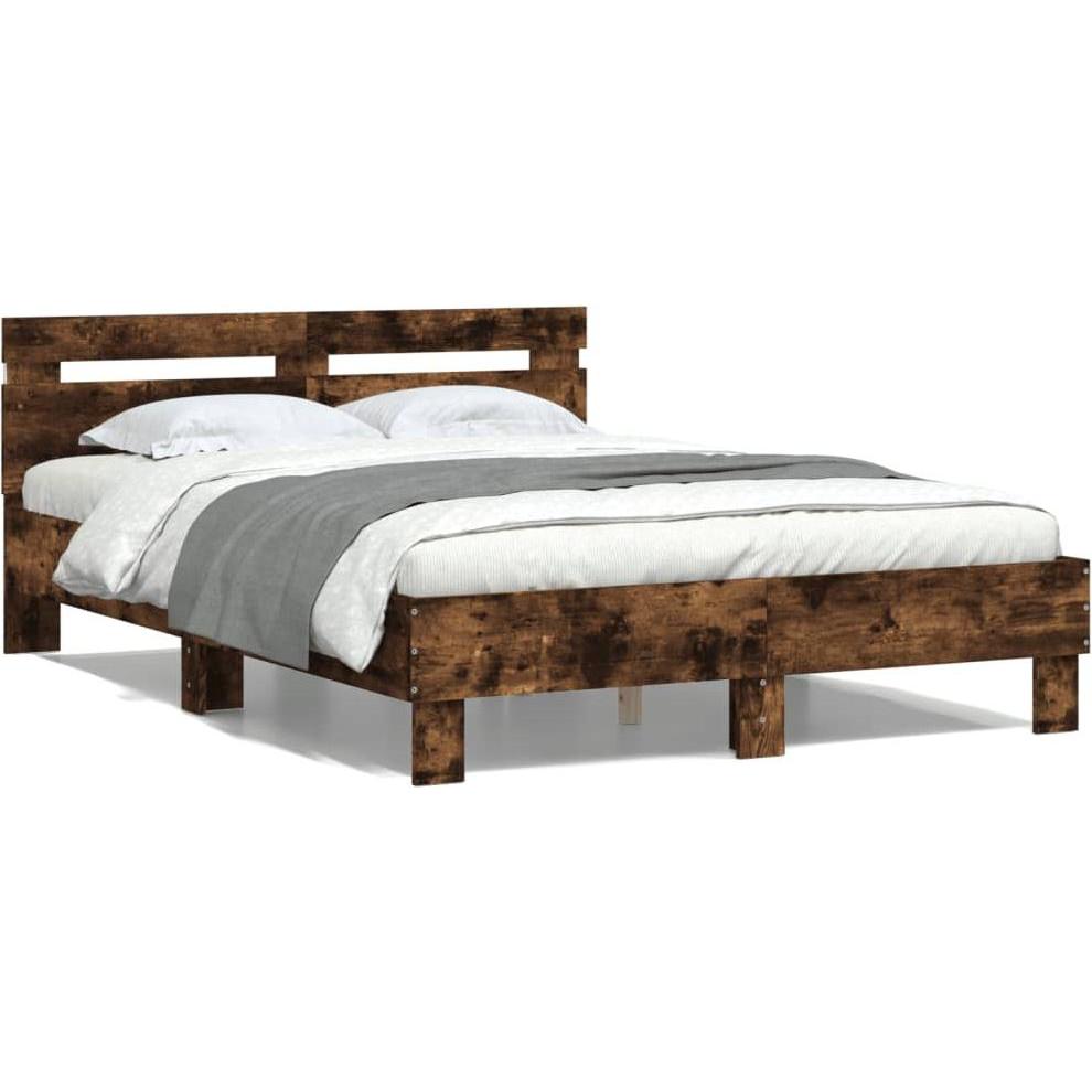 VidaXL, Bett, Bettgestell mit Kopfteil LED-Beleuchtung 120 x 190cm (120 x 190 cm)