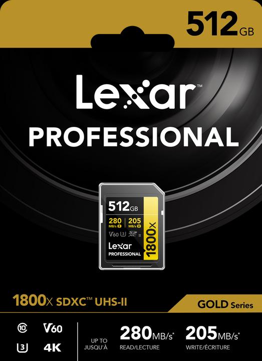 Image du produit Lexar Professional 1800x (512 Go, SDXC, U3, UHS-II)