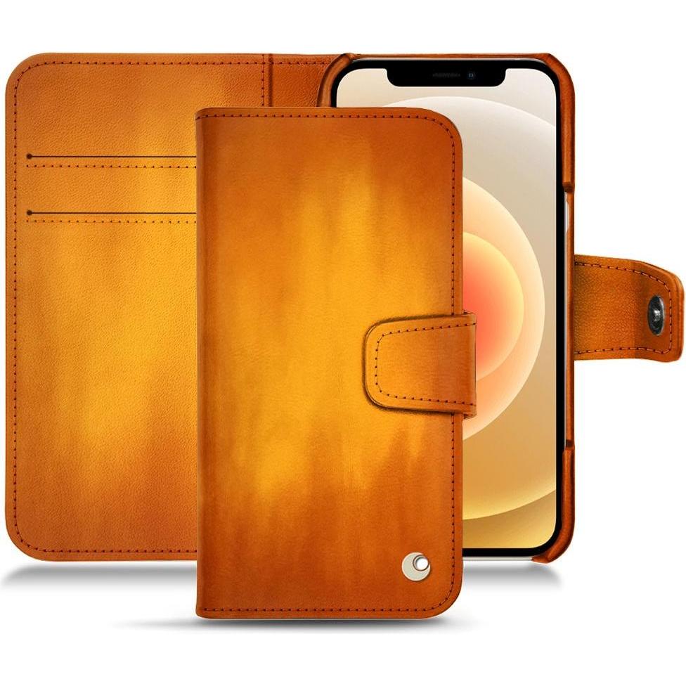 Noreve Lederschutzhülle Wallet (Apple iPhone 12), Smartphone Hülle, Orange