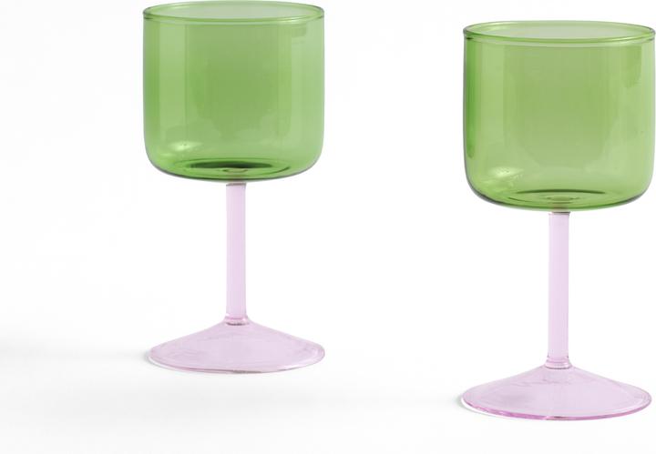 Produktbild HAY - Tint Wine Glass Set of 2 - Green and pink (2 Gläser, Weingläser Set)