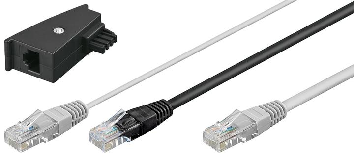 Produktbild Goobay TAE Adapter 2 x RJ45-Stecker auf RJ45-Stecker (8P8C) /, TAE-F-Stecker, 2 x RJ45-Stecker, Schw