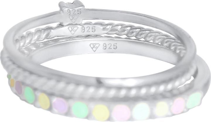 Actual product image Elli Ring Multi-Colour Enamel Crystal Set of 3 925 Silver (62, 925 Silver)