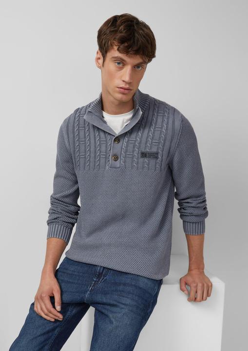 Produktbild s.Oliver Strickpullover Strukturmix-Troyer aus Baumwolle mit Garment Dye (S)