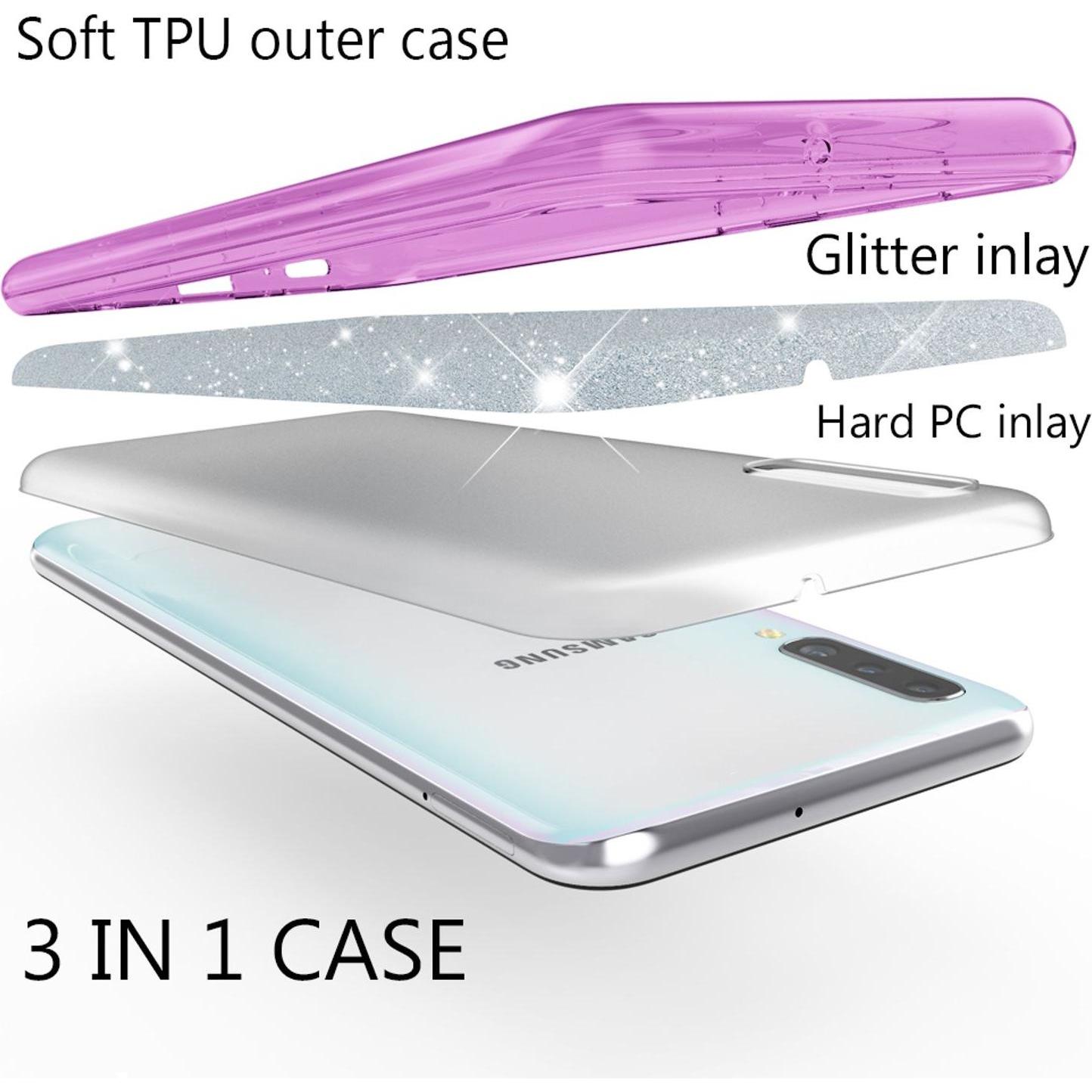 Thumbnail - Nalia Glitzer Hülle (Samsung Galaxy A50), Smartphone Hülle, Violett