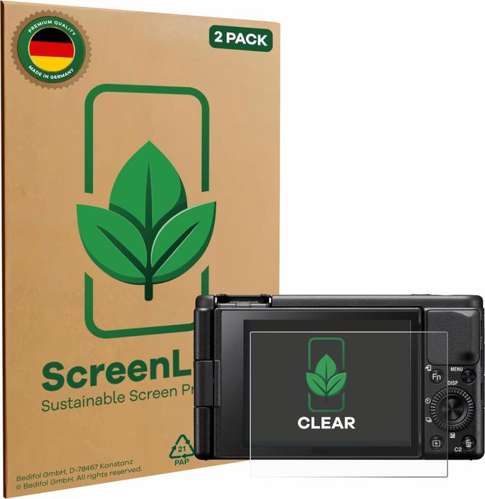 ScreenLeaf Schutzfolie nachhaltiger Displayschutz Display Schutz Folie Klar Transparent (Displayschutz, Sony ZV-1)