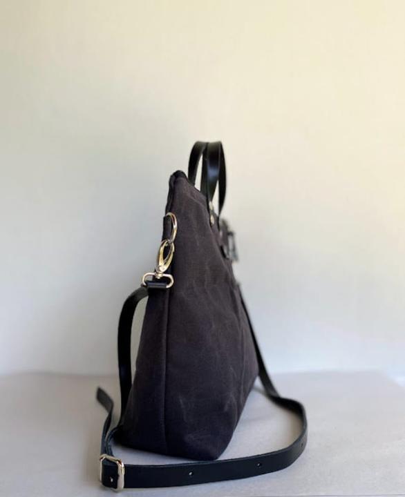 Produktbild Only-Bags.Store Gewachste Canvas-Tasche – klein – in Anthrazitgrau – für Männer, für Frauen, Unisex-Tasche