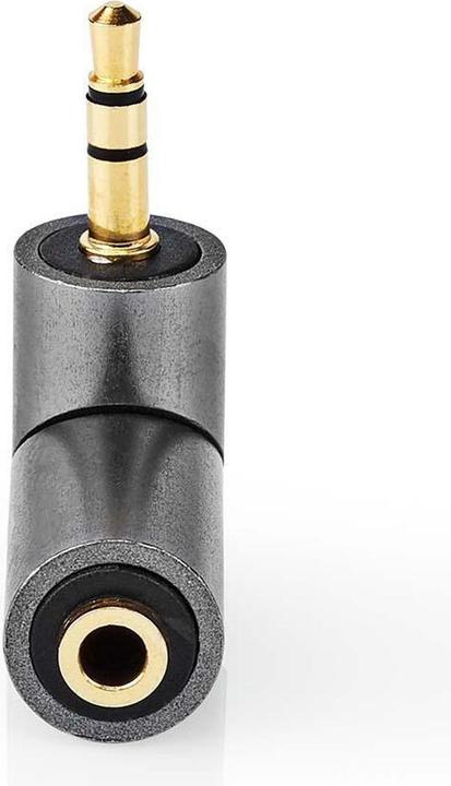 Actual product image Nedis Stereo Audio Adapter 3.5 mm Male 3.5 mm Female Gold Plated Straight Metal Anthracite/Gold 1 Pc.