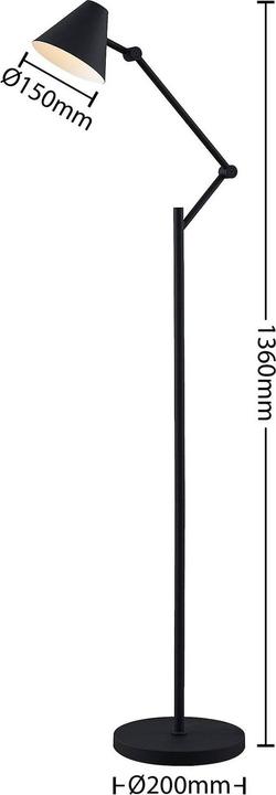 Actual product image Lucande Phina floor lamp in black, height-adjust. (E27)