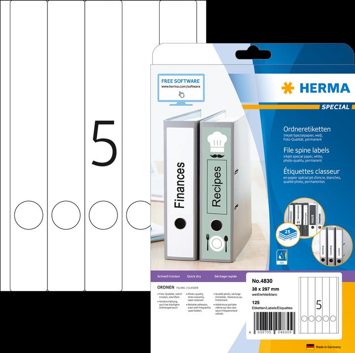 Actual product image HERMA Inkjet folder labels A4