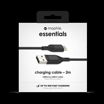Actual product image mophie essentials USB-C to USB-A | charging cable 2M, Black (2 m, 15 W)