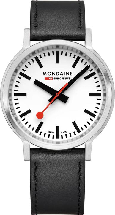 Image du produit Mondaine MST.4101B.LBV Stop2go Horloge - Horloge de gare - Saffierglas - Staal/Kunstleer - Zilver/Zwart - 41 (41 mm)