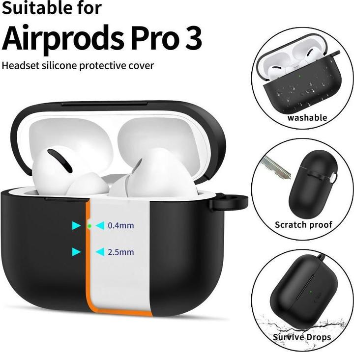 Productafbeelding 4Kom Headphone case Tech-Protect Apple AIRPODS PRO 3 SILICONE HOOK Black (Hoofdtelefoon hoes)