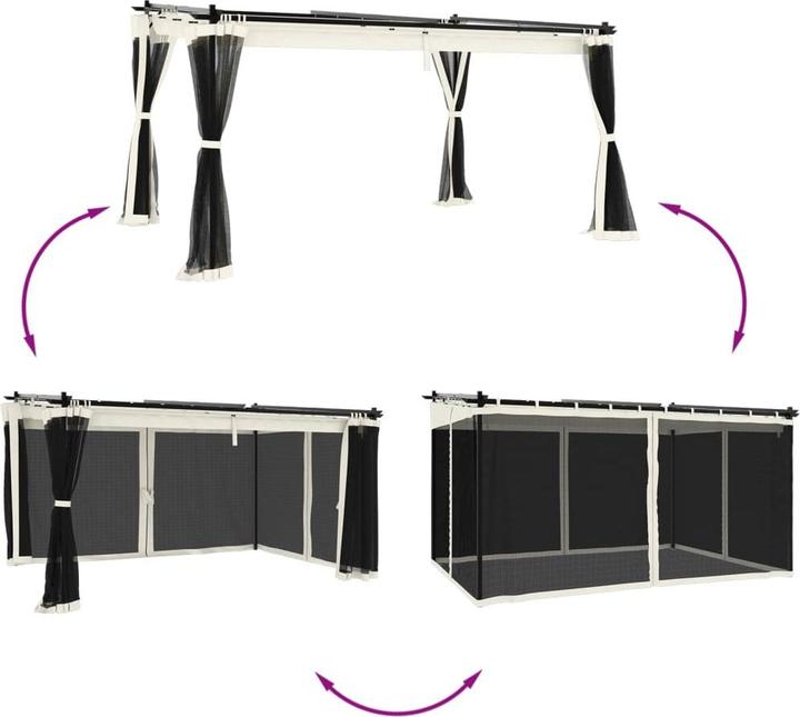 Produktbild vidaXL Gartenpavillon mit Ausziehbarem Dach Creme 3x3 m Stahl Pavillon (295.50 cm, 295.50 cm)