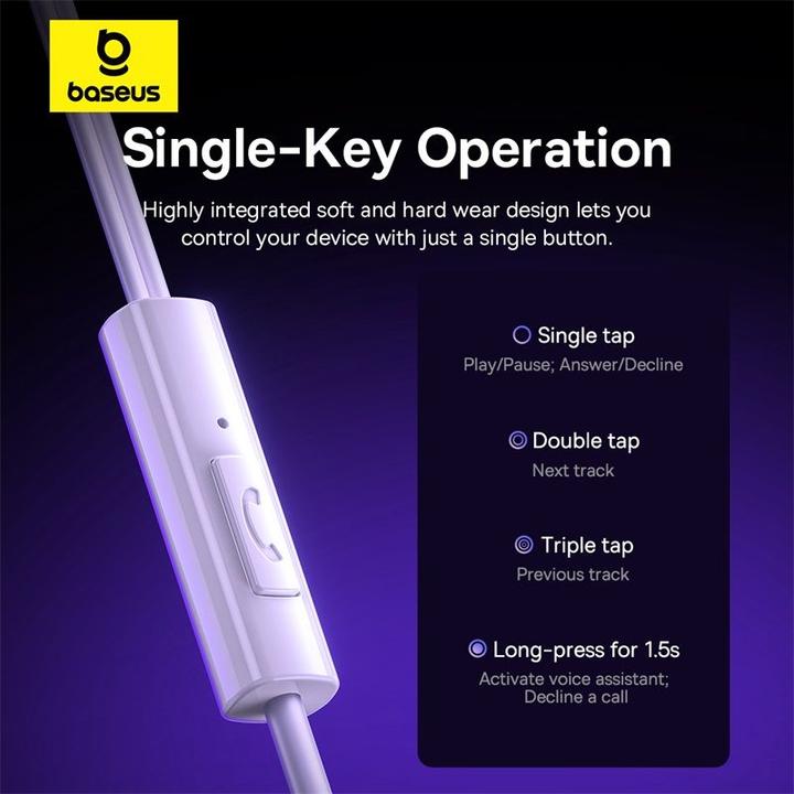 Actual product image Baseus Encok HZ11 headphones - white (No noise cancellation, Cable)