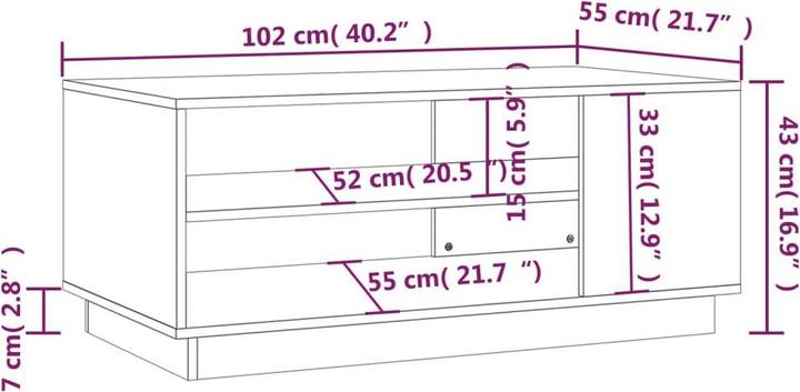 Image du produit vidaXL Couchtisch (102 x 55 x 43 cm)