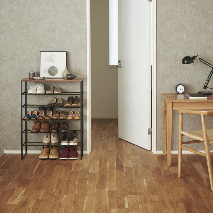 Produktbild Yamazaki 6-stöckiges Schuhregal mit Holzablage TOWER (66 x 25 x 87 cm)