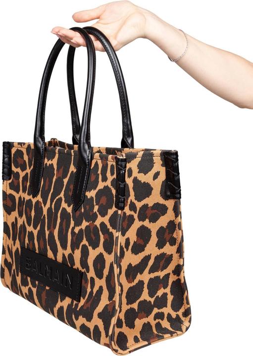 Immagine prodotto Balmain b-army 36 canvas tote bag with leopard print