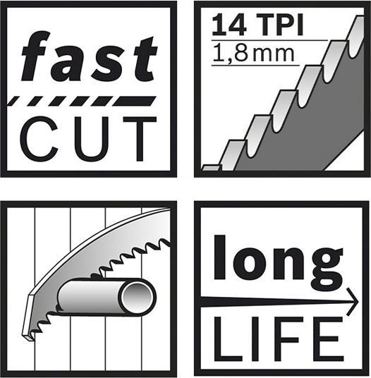 Produktbild Bosch Professional Zubehör Säbelsägeblatt S 1122 BF Flexible for Metal, 5er-Pack