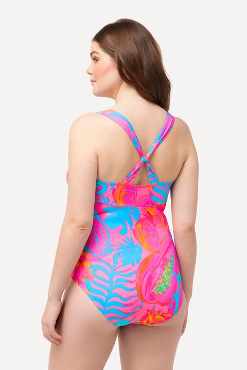 Actual product image Ulla Popken Neon Leaf Print One Piece Swimsuit (54)