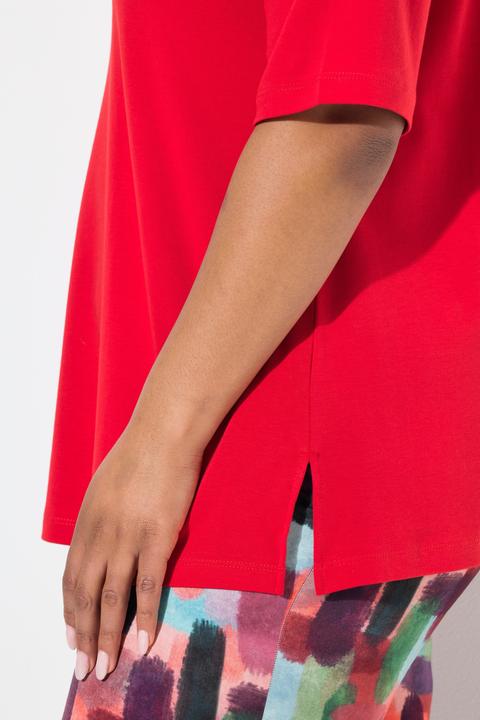 Immagine prodotto Ulla Popken T-shirt dal taglio svasato in cotone Pima con scollo a girocollo e maniche a 3/4 (50, 52)
