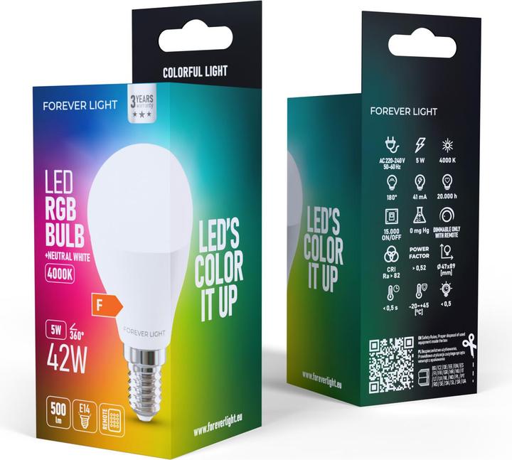 Produktbild Forever Light LED Bulb RGB E14 (E14, 500 lm, 100x)