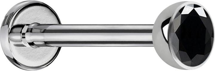Actual product image Star Piercing Micro labret silver with hemisphere crystal black (without brass, Titanium)
