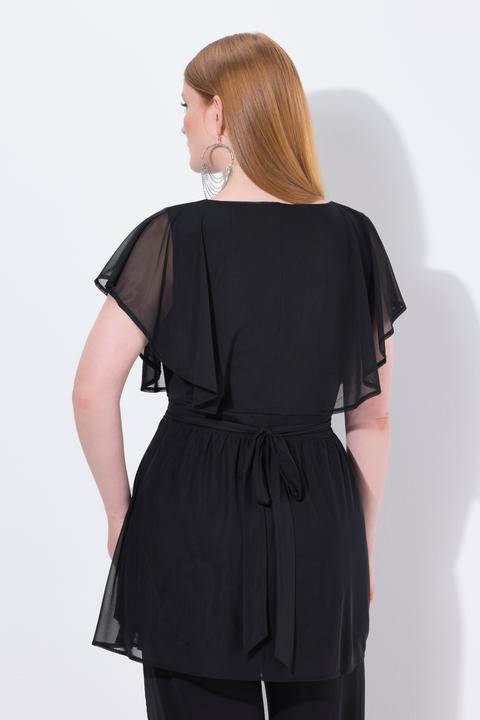 Immagine prodotto Ulla Popken Tunica con mantella di chiffon e mezze maniche ad aletta (50, 52)