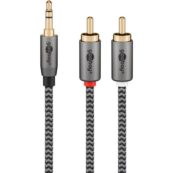 Thumbnail - Goobay Audio Adapterkabel AUX, 3,5-mm-Klinke zu Stereo-Cinch-Stecker, 3 m, Sharkskin Grey (3 m, Cinch), Audio Kabel
