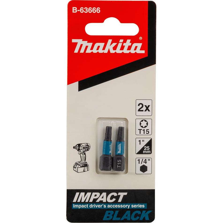 Thumbnail - Makita, Bits, T-Bit 15 Länge 25 mm, 2 Stück (Innensechsrund TX M15)